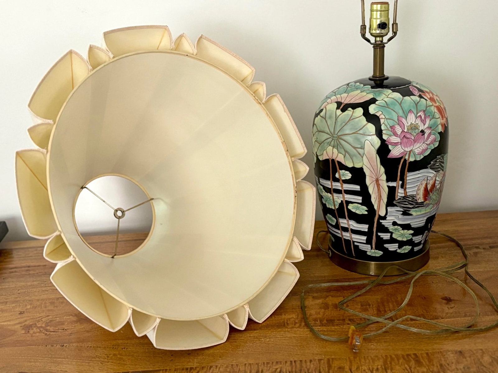 Wildwood Style Duck and Lily Pad Lamp With Lamp Shade, 1970s - 5
