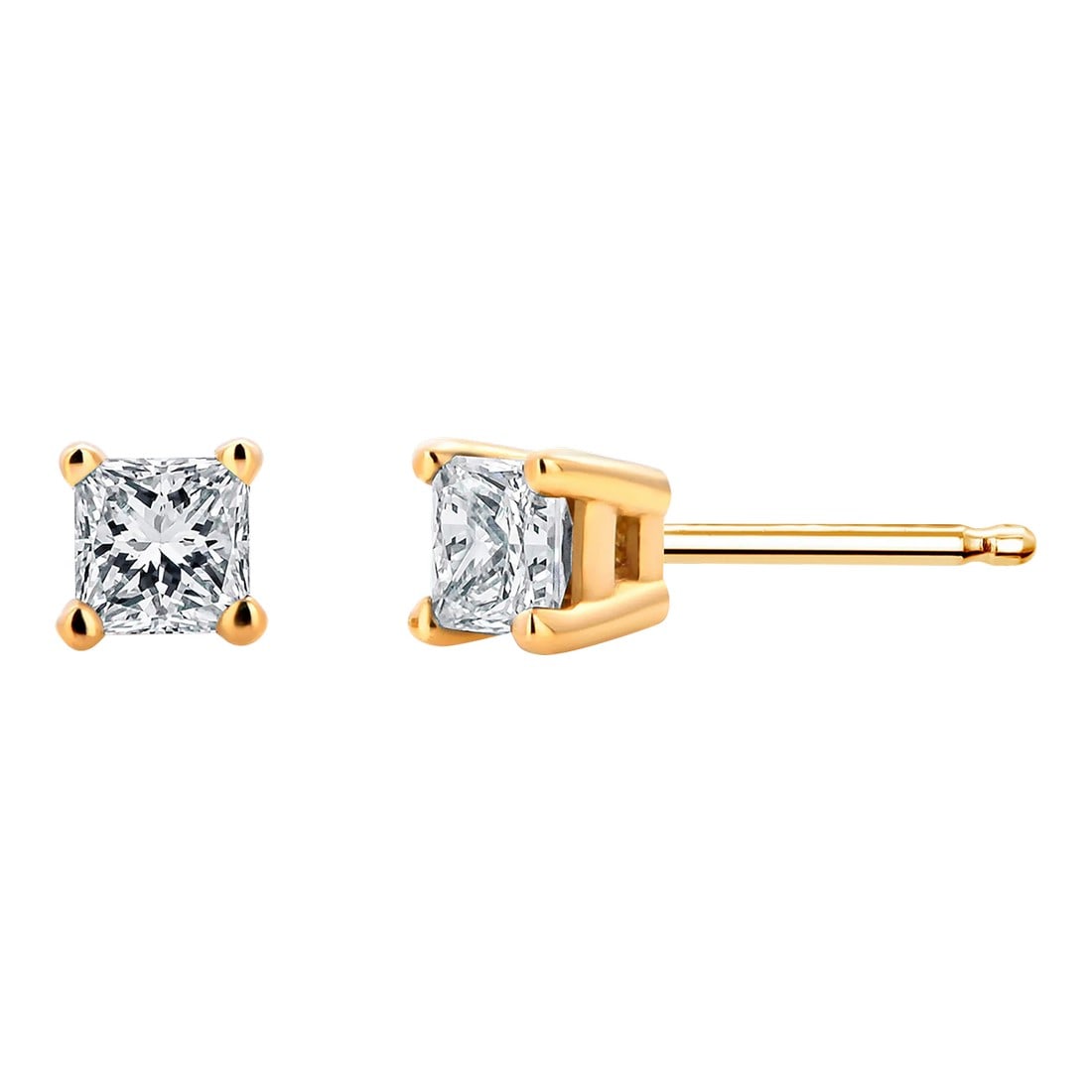 Princess Diamond 0.30 Carat 14 Karat Yellow Gold 0.15 Inch Stud Earrings - 2 Pieces: Timeless Elegance Meets Exceptional Craftsmanship Elevate your jewelry collection with these exquisite 14-karat yellow gold stud earrings, featuring princess-cut diamonds totaling 0.30 carats.