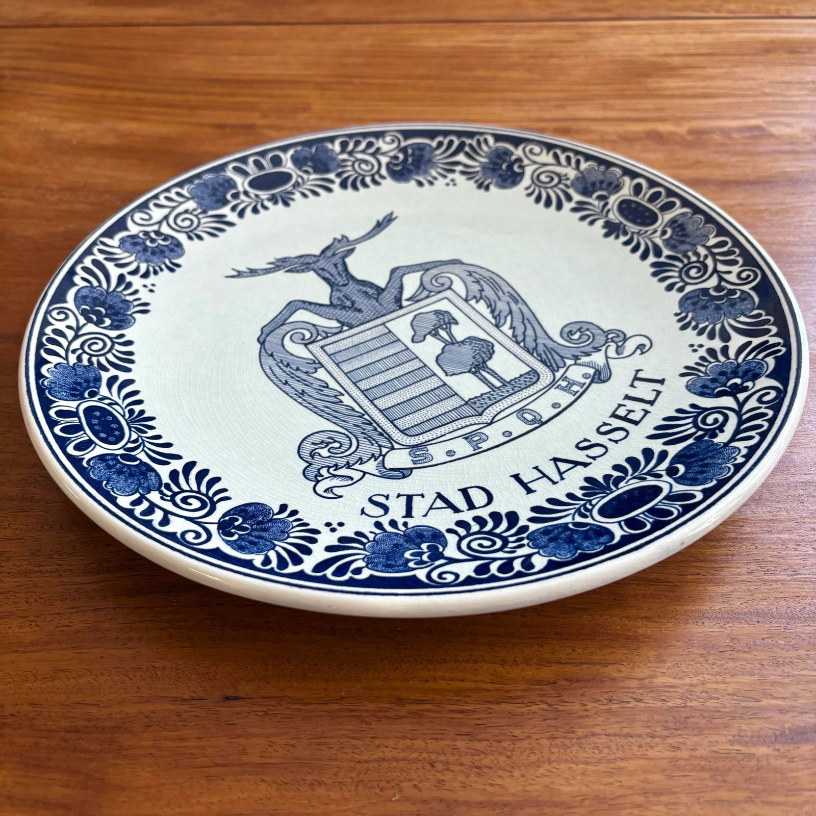 Mid 20th Century Dutch Delft Deer Coat of Arms Plate - 2