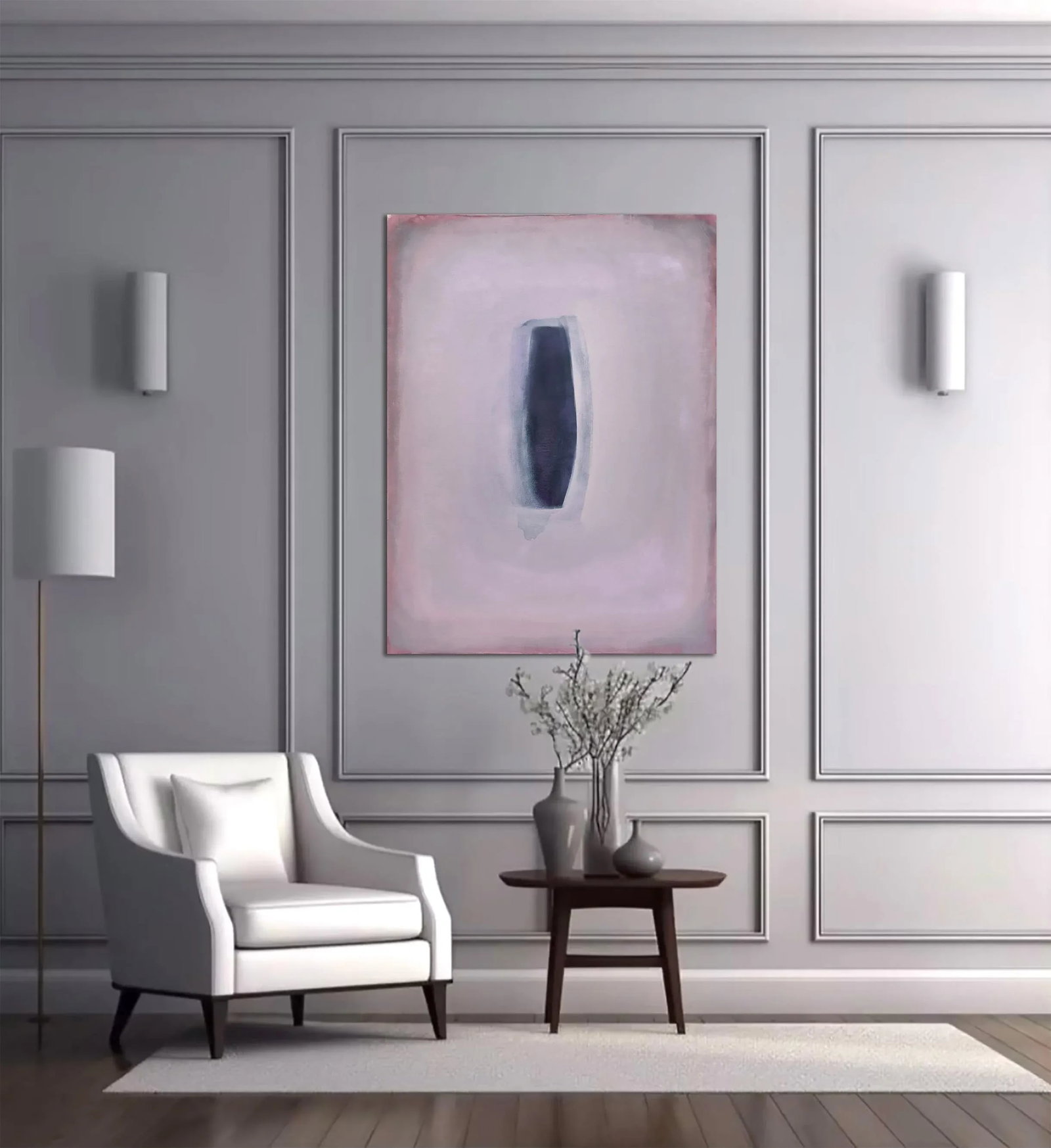 Conversation No.05 Dusty Mauve and Plum Minimalist Color Field Painting - 5