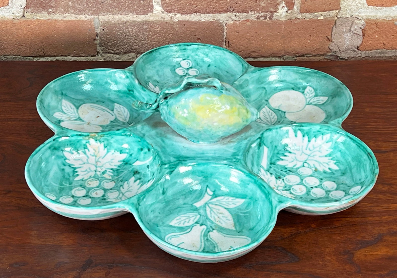 Vintage Italian Majolica Lemon Meze Tapas Serving Platter by Cassetta Vietri - 3