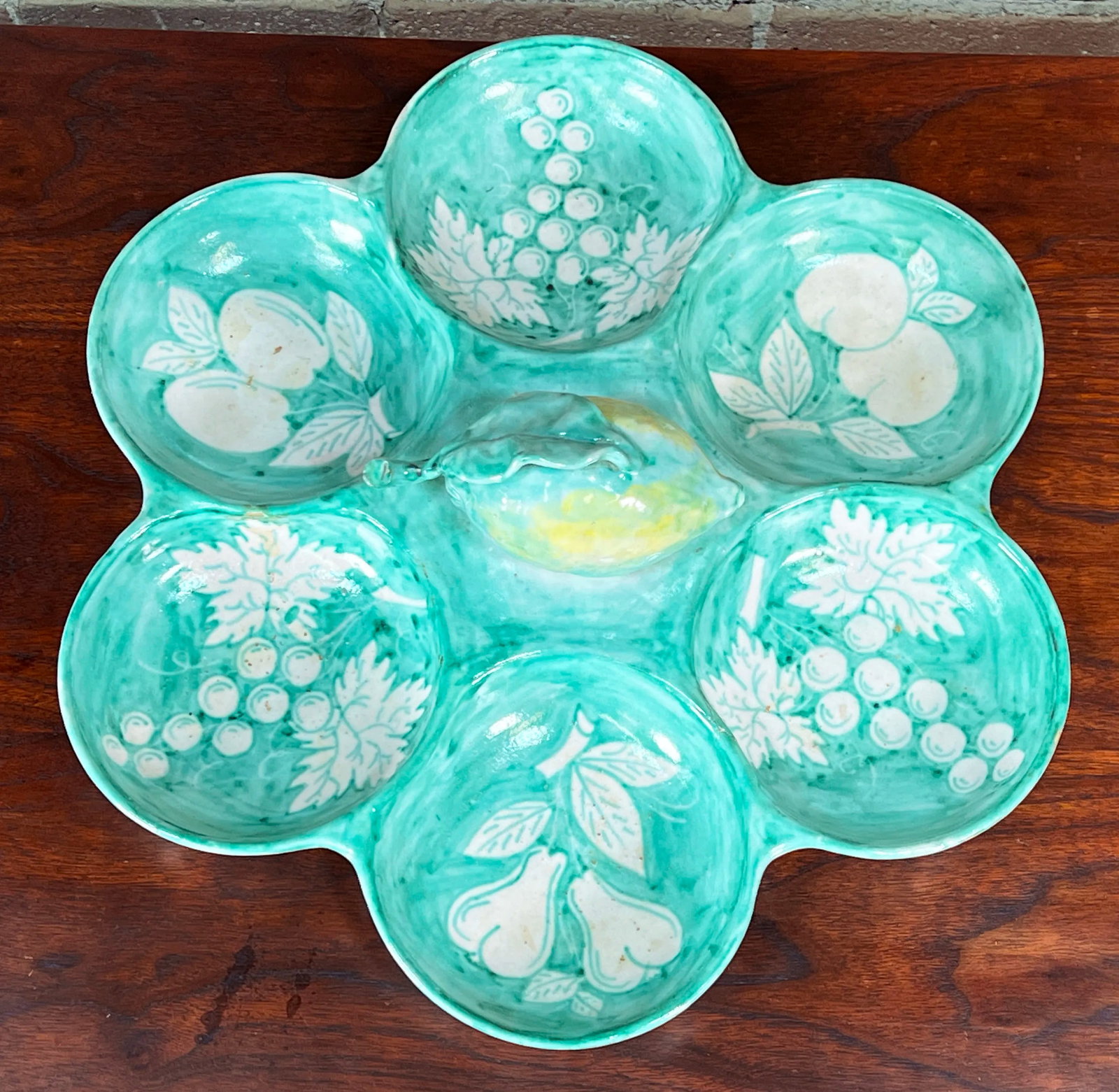 Vintage Italian Majolica Lemon Meze Tapas Serving Platter by Cassetta Vietri - 6