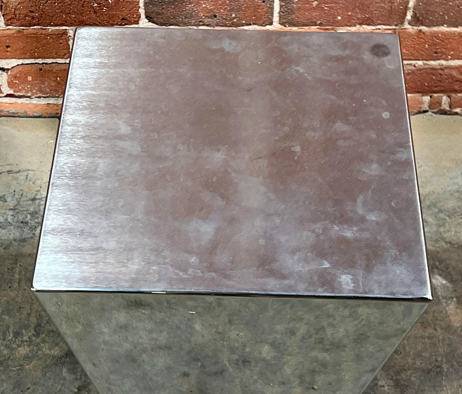 Vintage 1980's Postmodern Brueton Style Steel & Brass Side Table / Plant Stand - 3