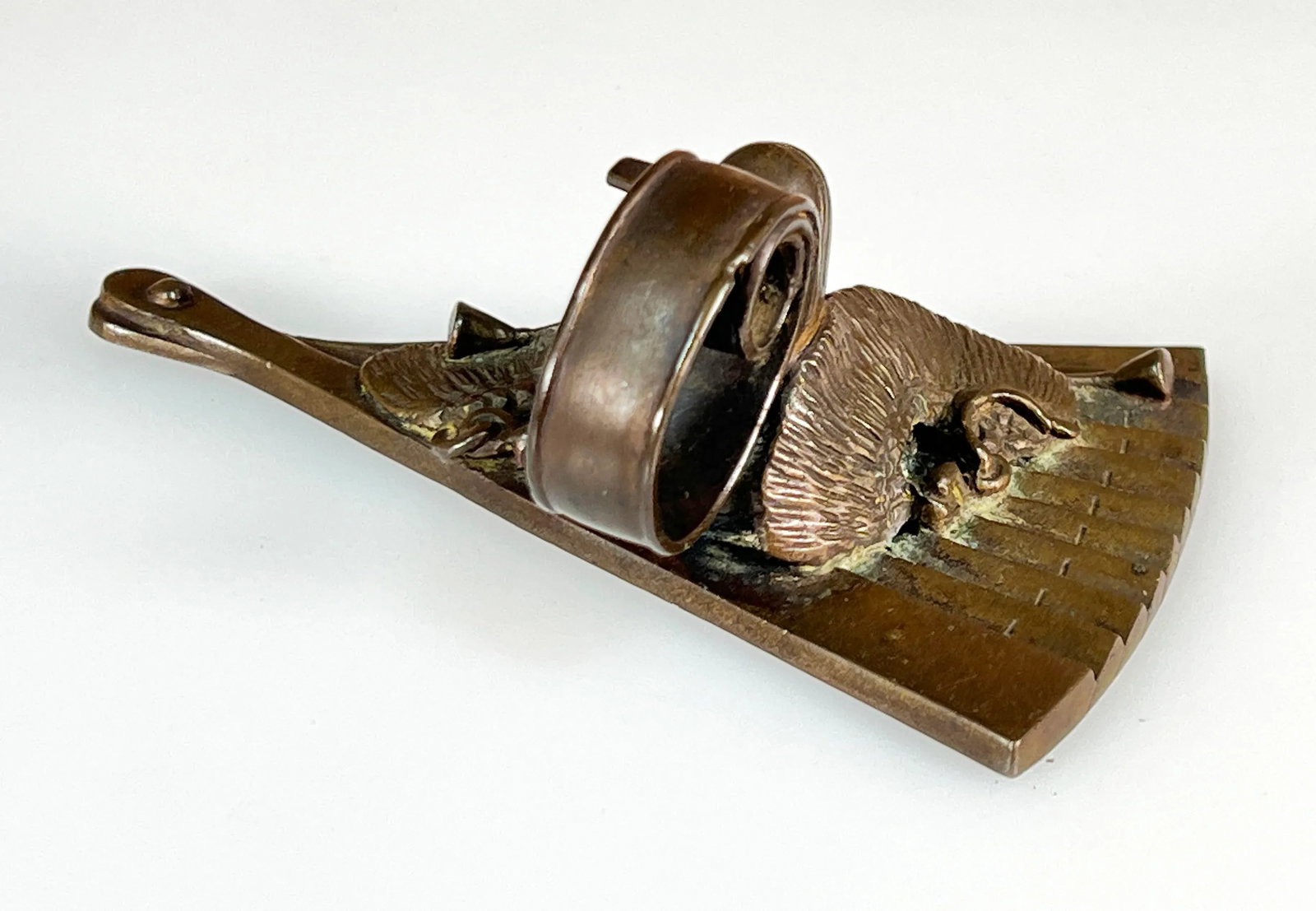 Antique 19th C. Japanese Bronze Fan Paperweight - 4