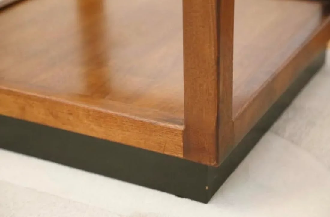 1960s Mid-Century Modern Smoked Glass Walnut Cube Table Attributed to Adrian Pearsall - 7