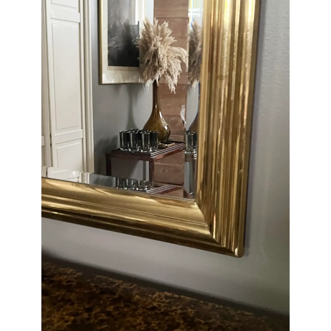 Motivated Seller: 1970s XL Hollywood Regency Brass Mirror - 12