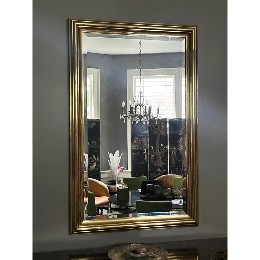 Motivated Seller: 1970s XL Hollywood Regency Brass Mirror - 3
