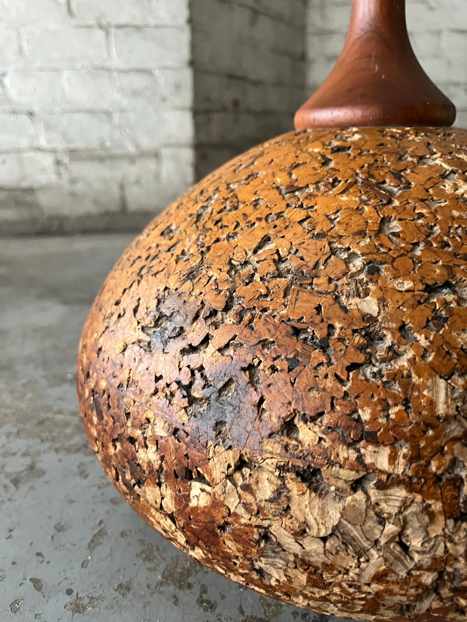 1970s Cork and Walnut Tulip Table Lamps Attributed to Adiran Pearsall - 7