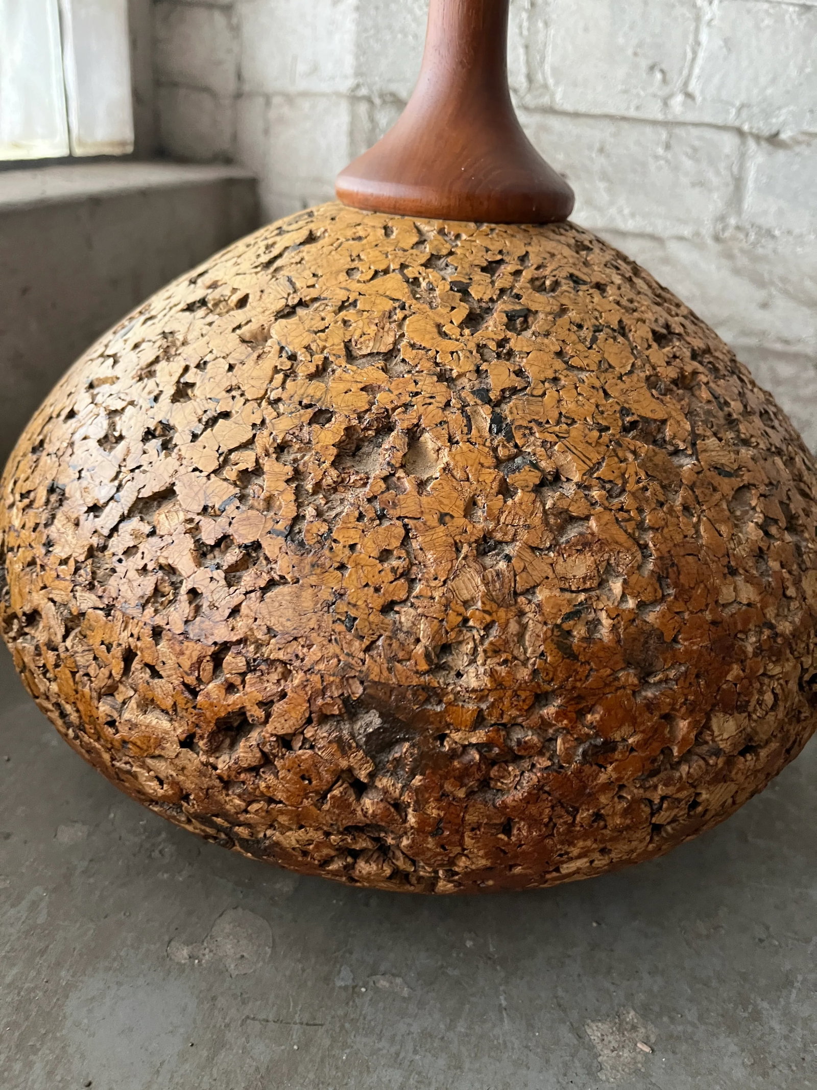 1970s Cork and Walnut Tulip Table Lamps Attributed to Adiran Pearsall - 9