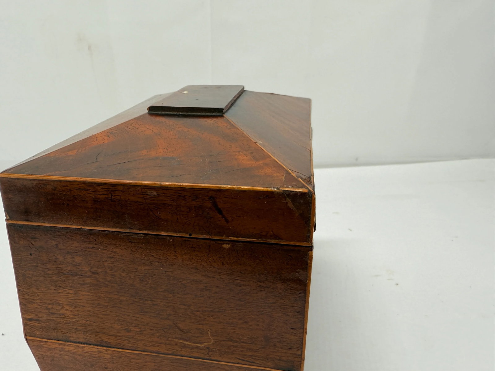 19th Century, English Mahogany & Brass Footed Divided Tea Caddy - 2