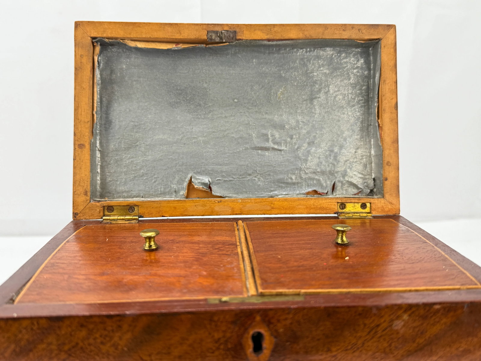 19th Century, English Mahogany & Brass Footed Divided Tea Caddy - 6