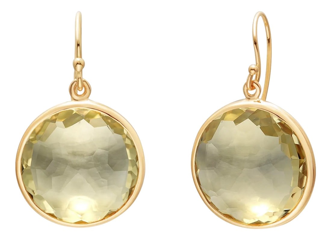 18k Gold Large Green Prasiolite Drop Earrings From Ippolita Lollipop Collection, A Pair: Ippolita is a renowned jewelry brand celebrated for its luxurious and fashion-forward designs, combining classic elegance with a modern, vibrant twist. The 18kt Yellow Gold and Green Prasiolite Drop E