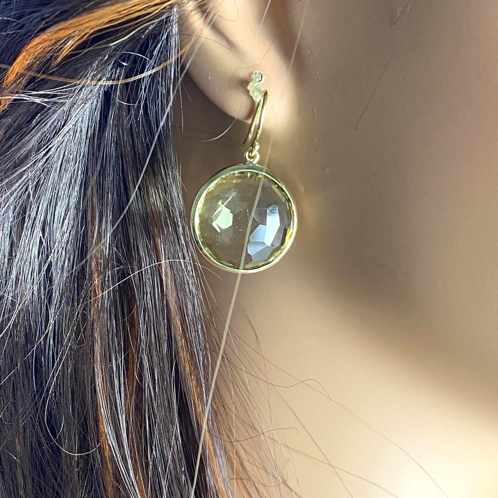 18k Gold Large Green Prasiolite Drop Earrings From Ippolita Lollipop Collection, A Pair - 3