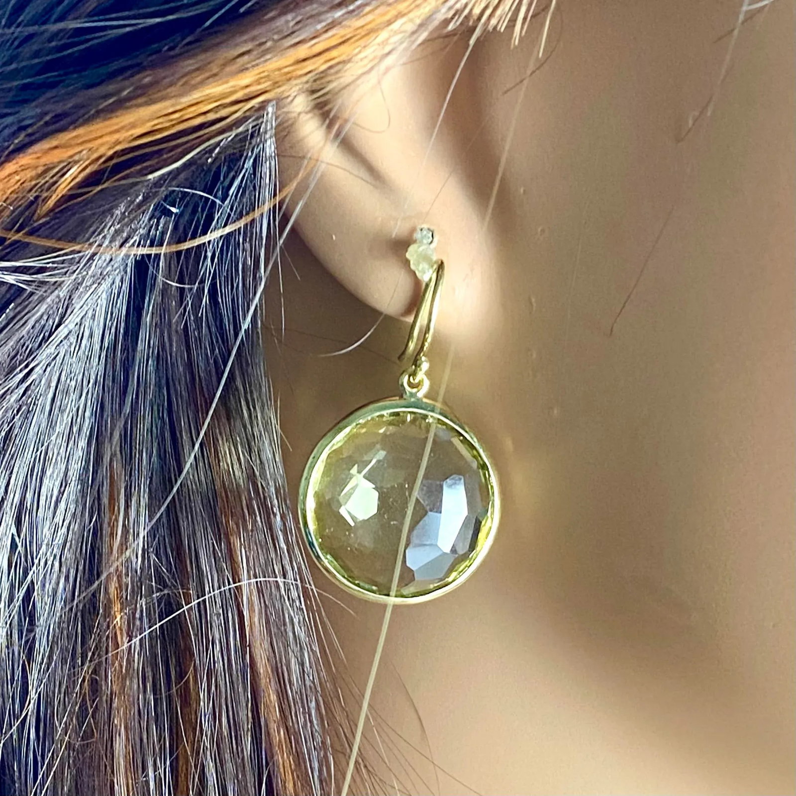 18k Gold Large Green Prasiolite Drop Earrings From Ippolita Lollipop Collection, A Pair - 6