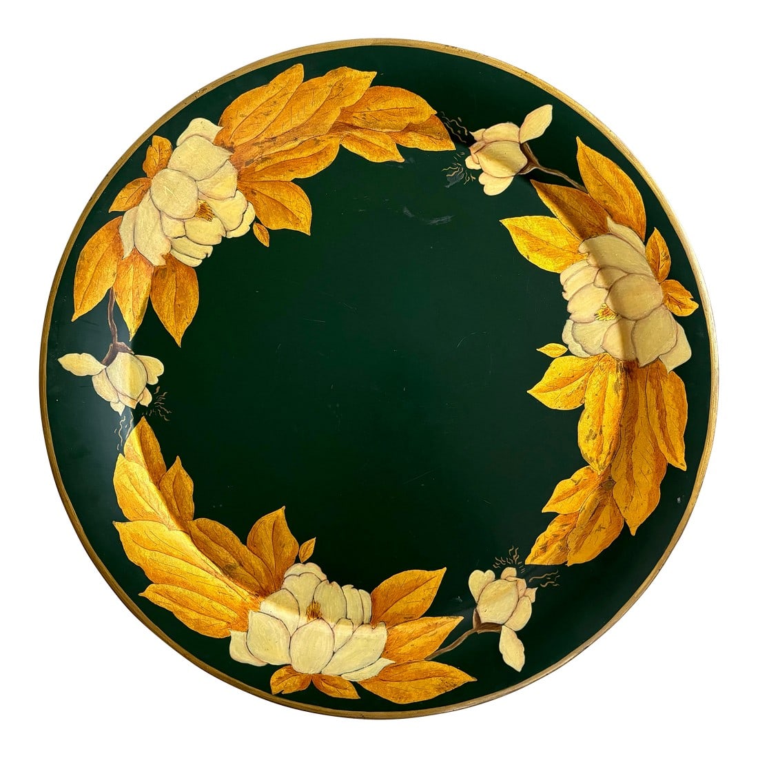 Large 1950s Art Nouveau Hand-Painted Gold Leaf Tole Tea Tray, One of a Kind (1 of 10)
