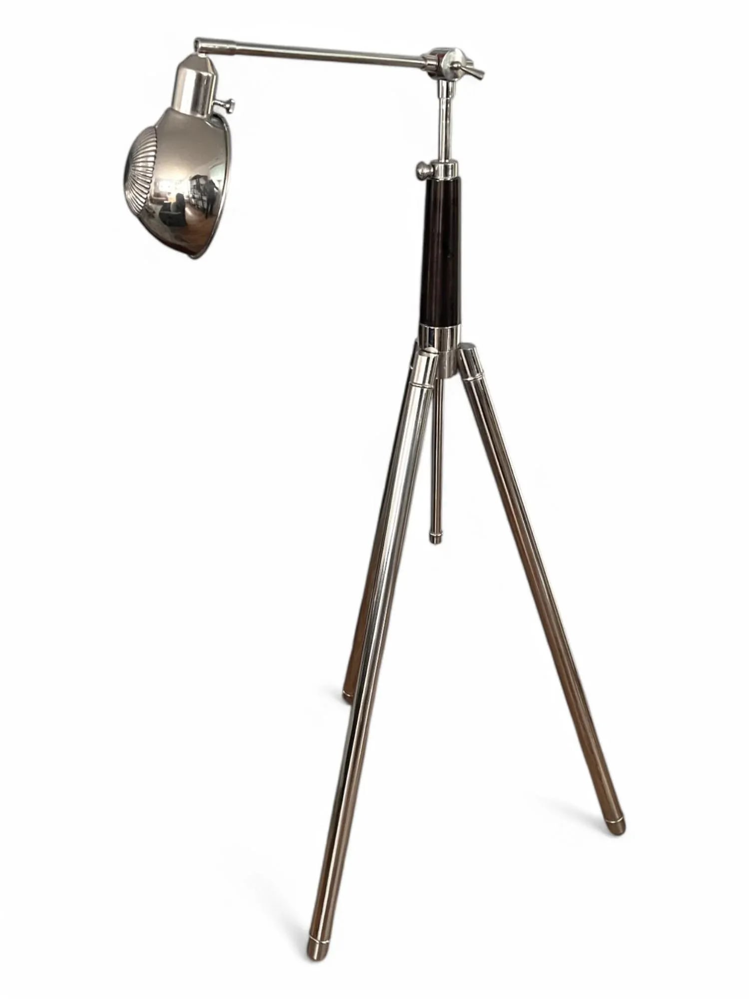 1980s Modern Chrome Floor Lamp – Adjustable Tripod Design With Dome Shade - 10