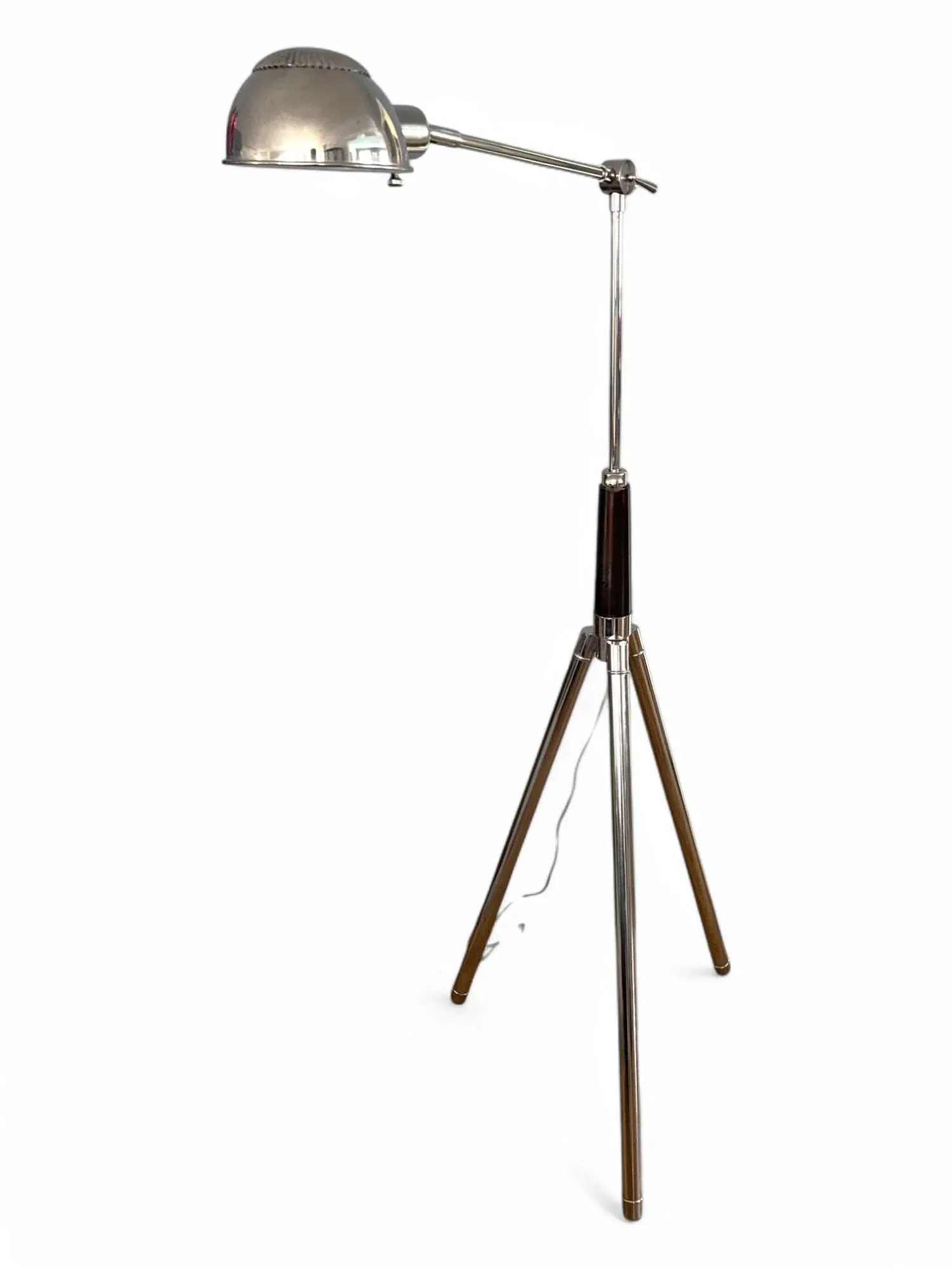 1980s Modern Chrome Floor Lamp – Adjustable Tripod Design With Dome Shade - 2