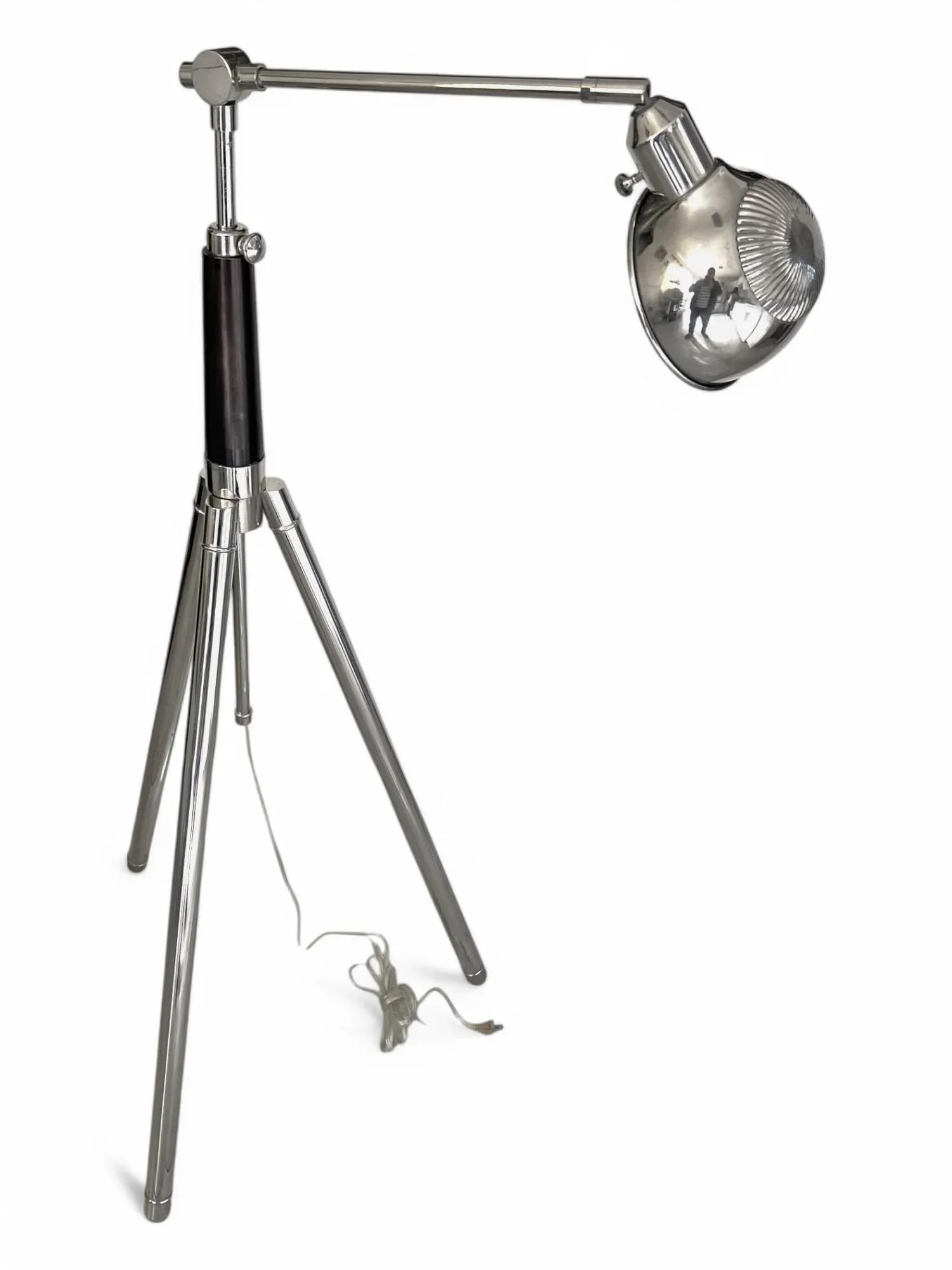 1980s Modern Chrome Floor Lamp – Adjustable Tripod Design With Dome Shade - 4