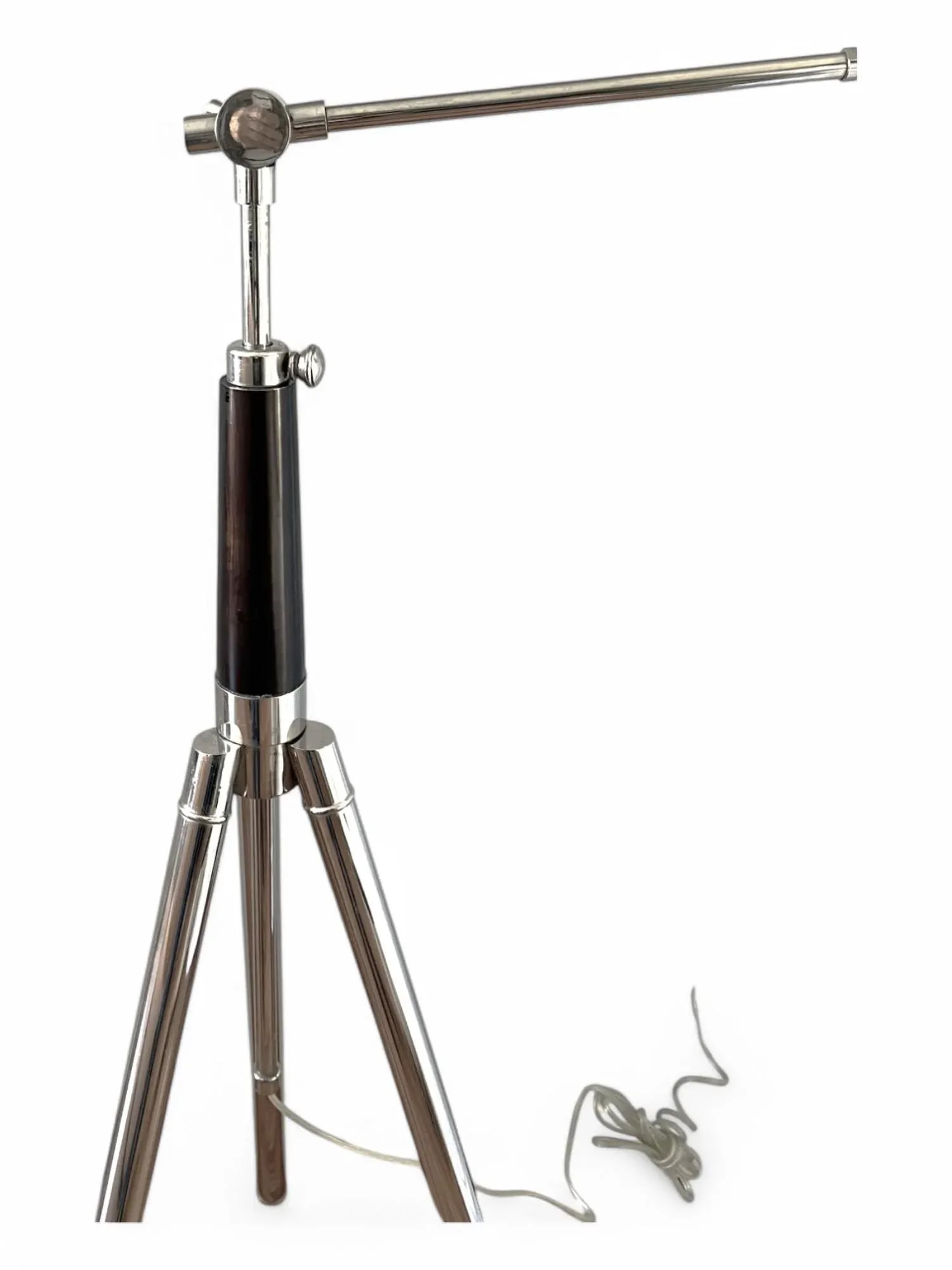 1980s Modern Chrome Floor Lamp – Adjustable Tripod Design With Dome Shade - 5