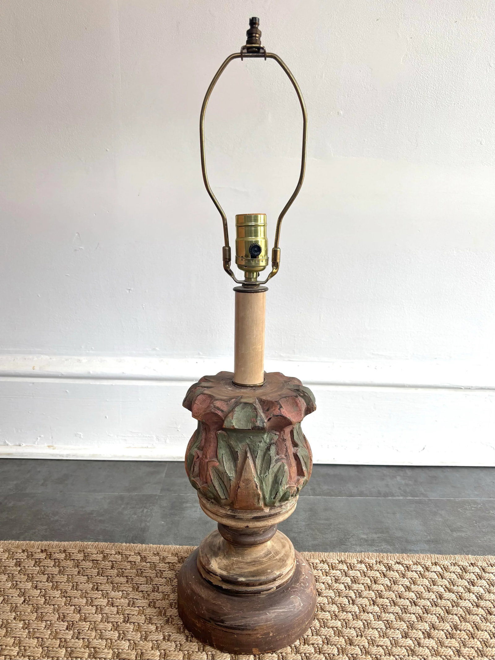 Mid 20th Century French Style Carved Wooden Architectural Element Table Lamp - 2