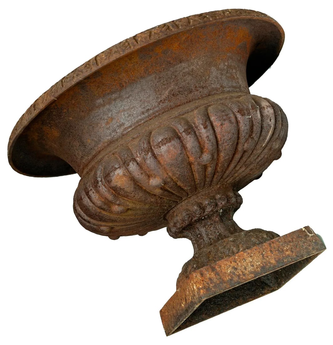 1990s Rusted English Garden Urns, Pair - 10