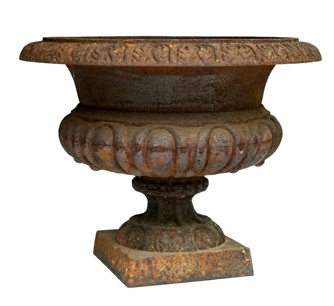1990s Rusted English Garden Urns, Pair - 12