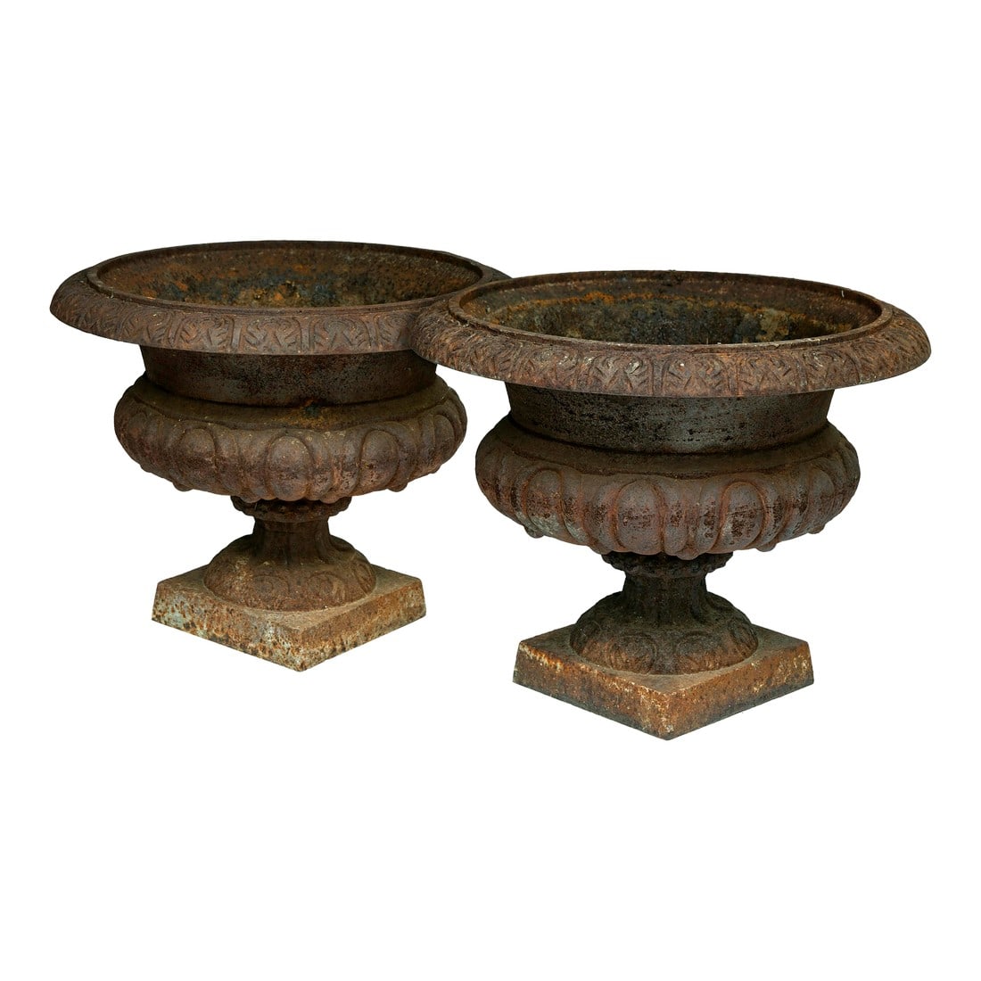 1990s Rusted English Garden Urns, Pair (1 of 12)