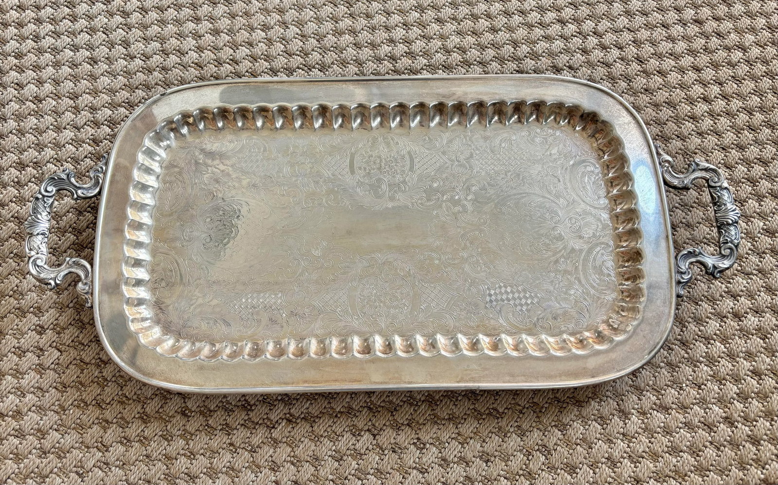 Vintage Silver Plated Serving Tray - 9