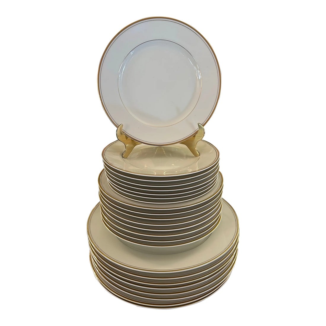 1980's - 2002 Mikasa "Trousdale" Ivory China With Gold Trim Dinnerware - a Set of 24 Pieces (1 of 8)