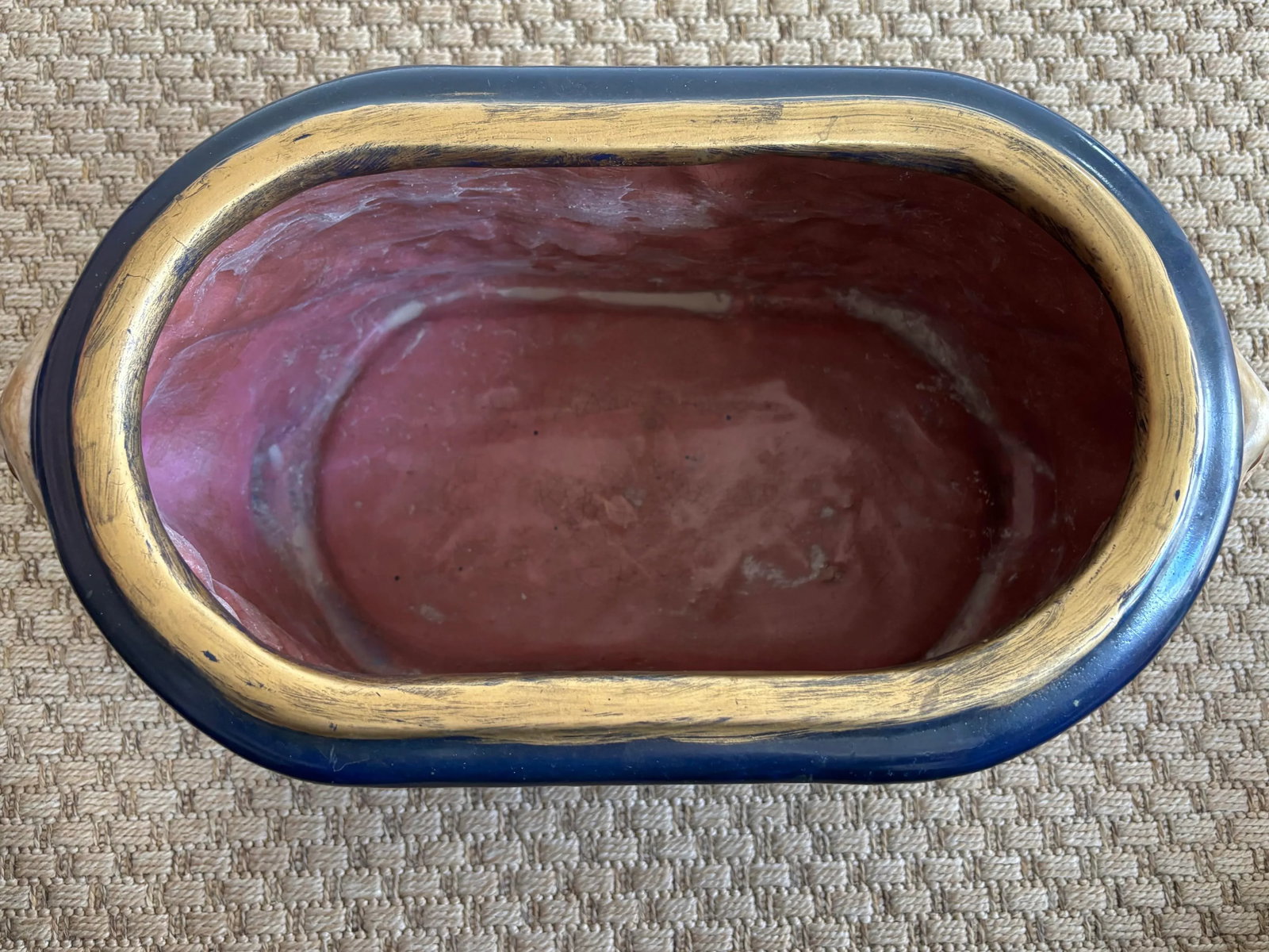 1980s Large Vintage Majolica Style Planter Cachepot With Rams - 7