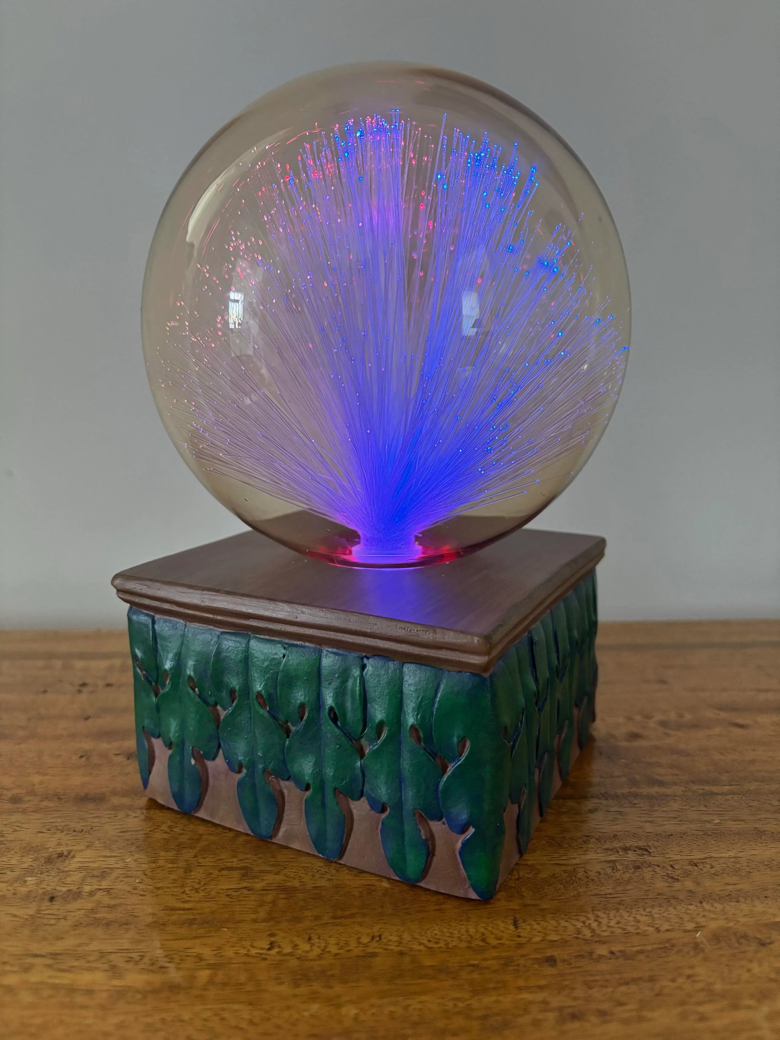 Vintage Atomic Fiber Optics Lamp With Smoky Glass Dome - 2