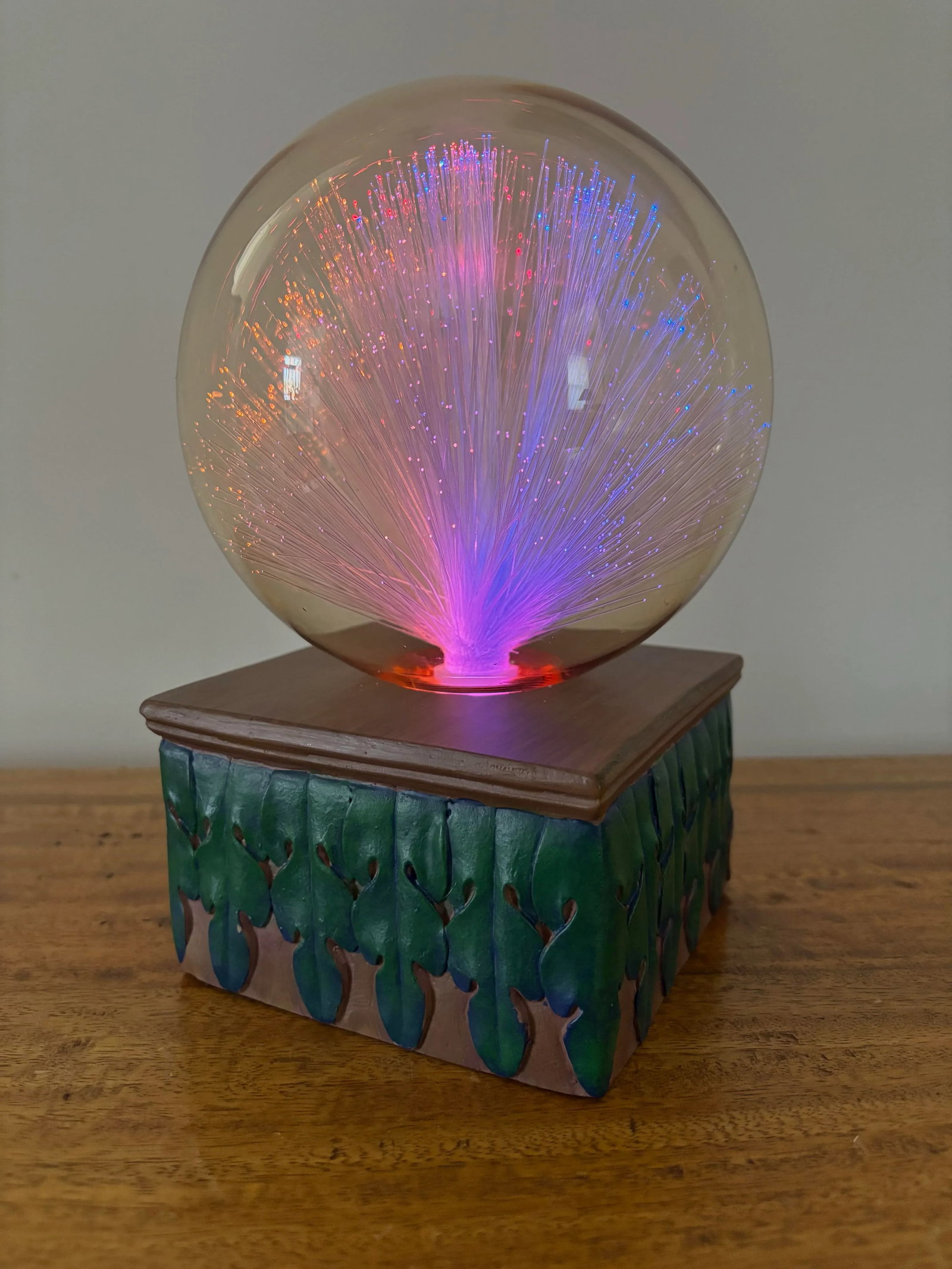 Vintage Atomic Fiber Optics Lamp With Smoky Glass Dome - 3