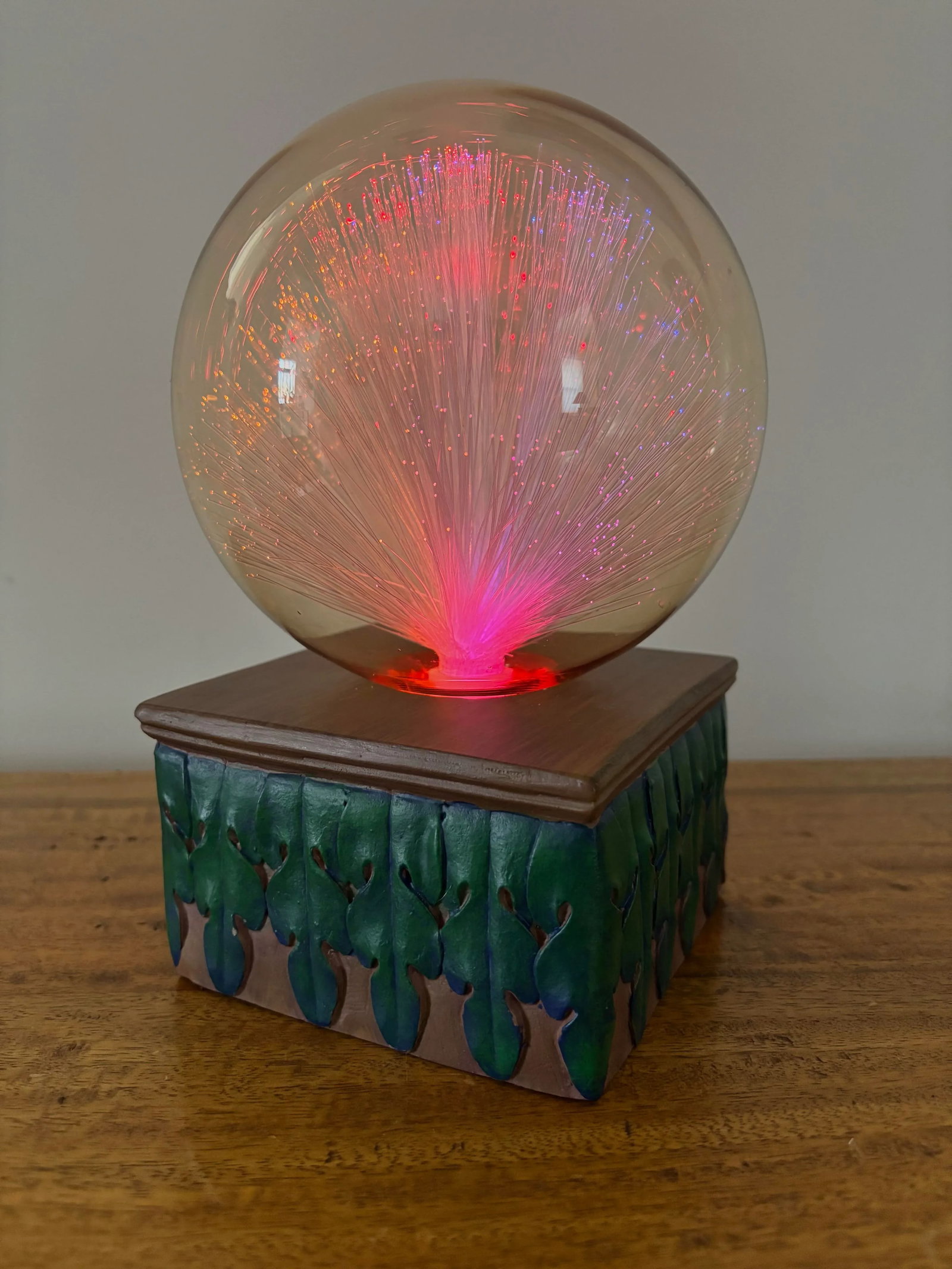Vintage Atomic Fiber Optics Lamp With Smoky Glass Dome - 4