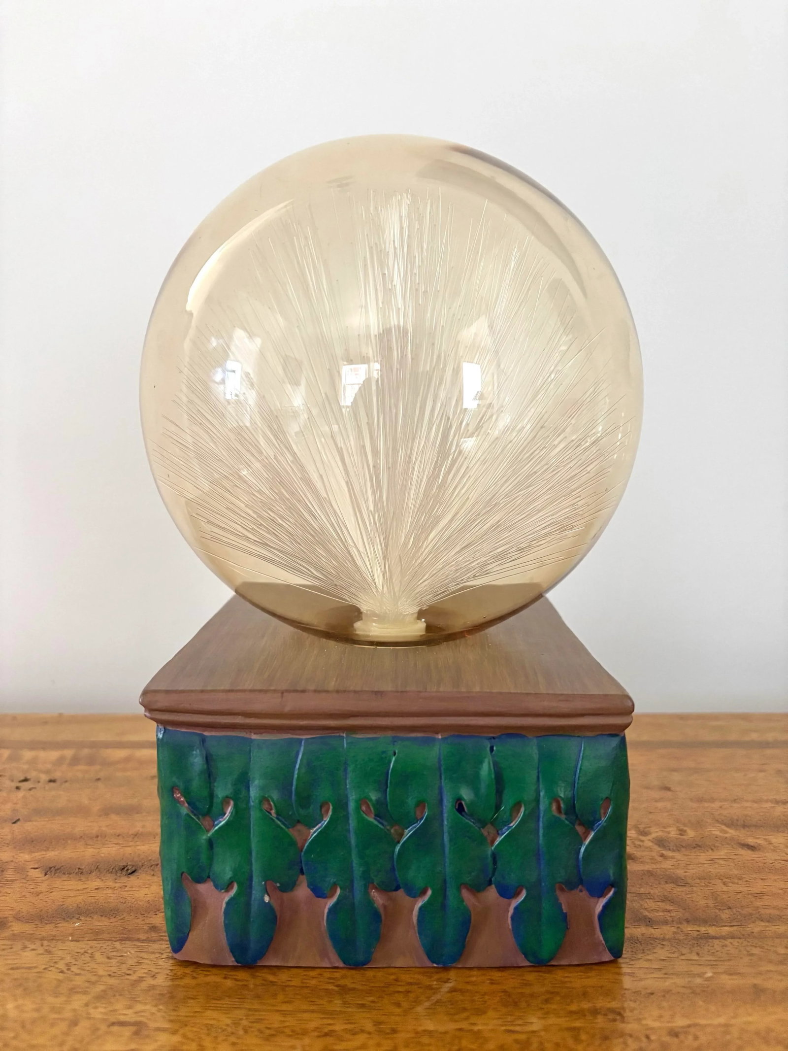 Vintage Atomic Fiber Optics Lamp With Smoky Glass Dome - 5