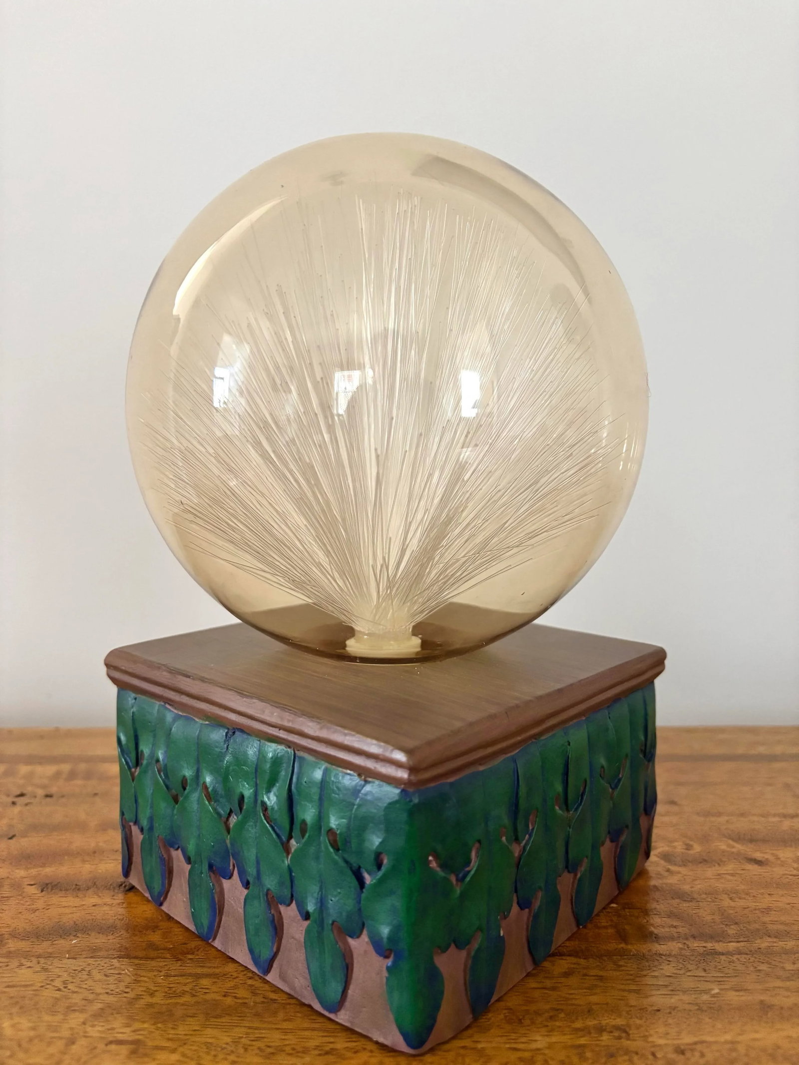 Vintage Atomic Fiber Optics Lamp With Smoky Glass Dome - 6