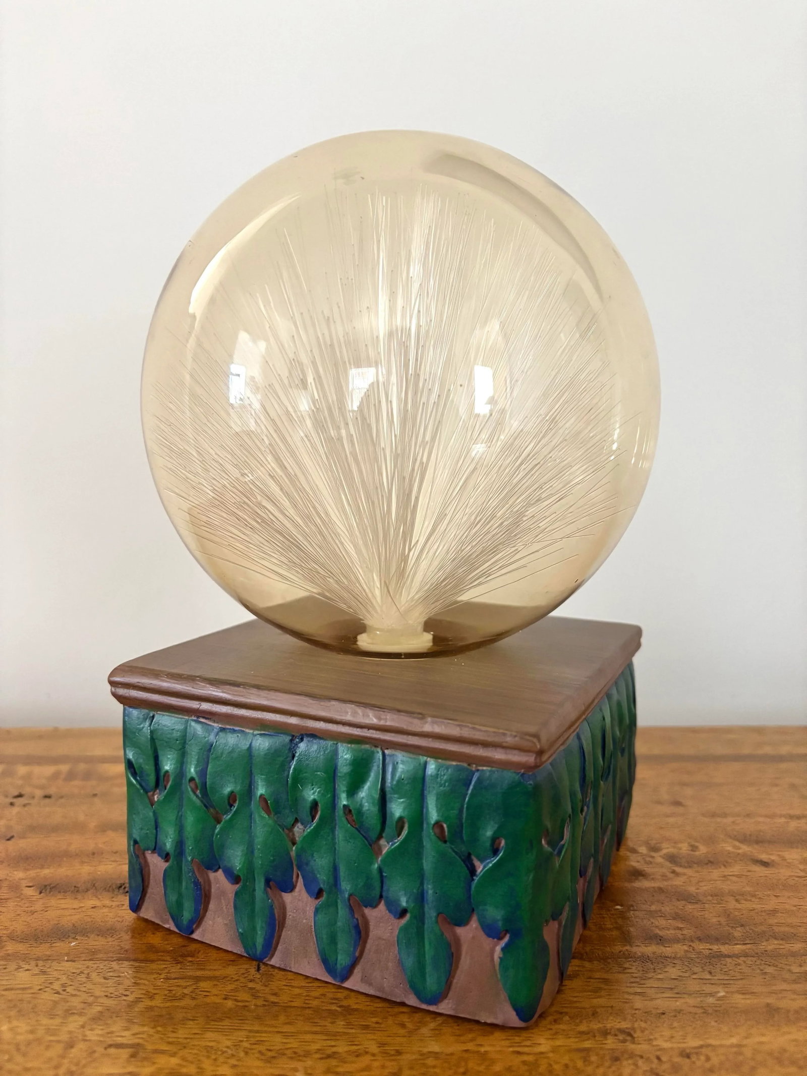 Vintage Atomic Fiber Optics Lamp With Smoky Glass Dome - 7