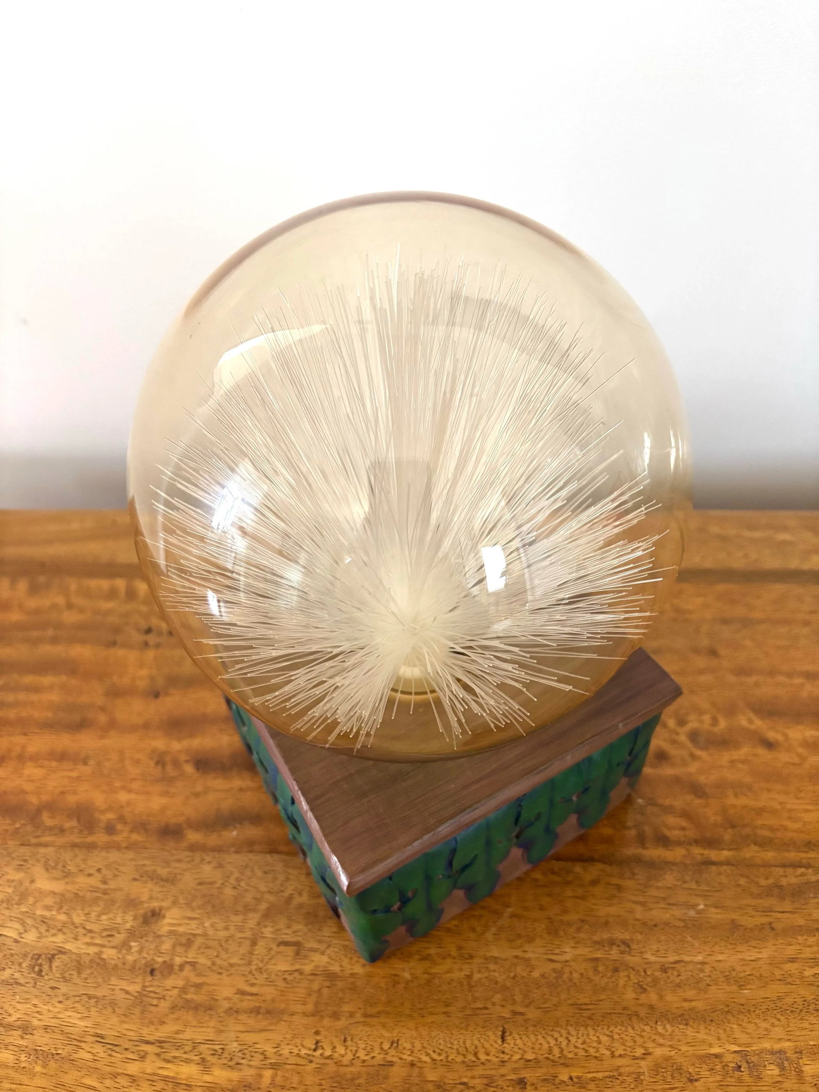Vintage Atomic Fiber Optics Lamp With Smoky Glass Dome - 8