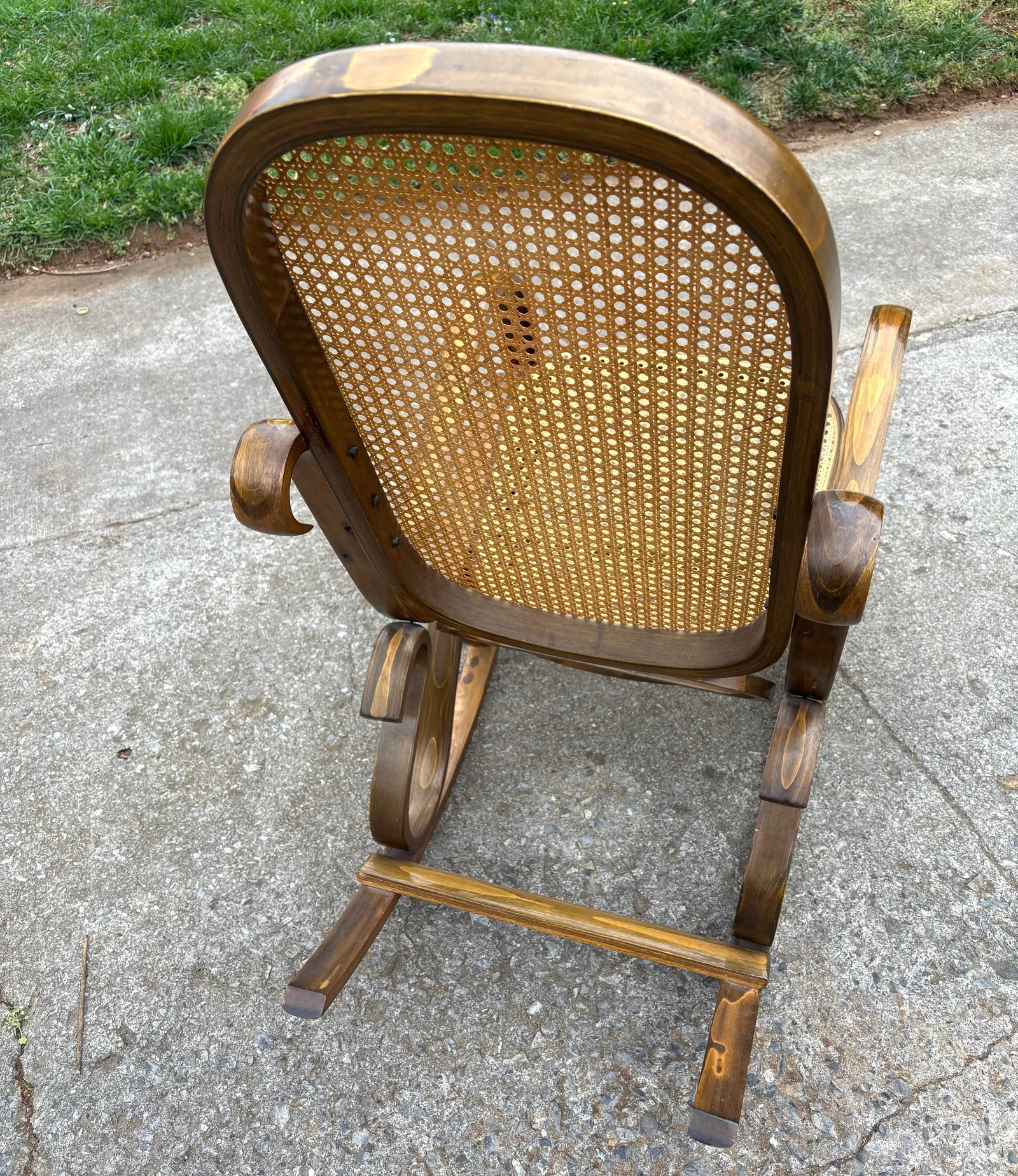 Mid 20th Century Vintage Thonet Style Bentwood Rocker Rocking Chair With Caned Seat - 10