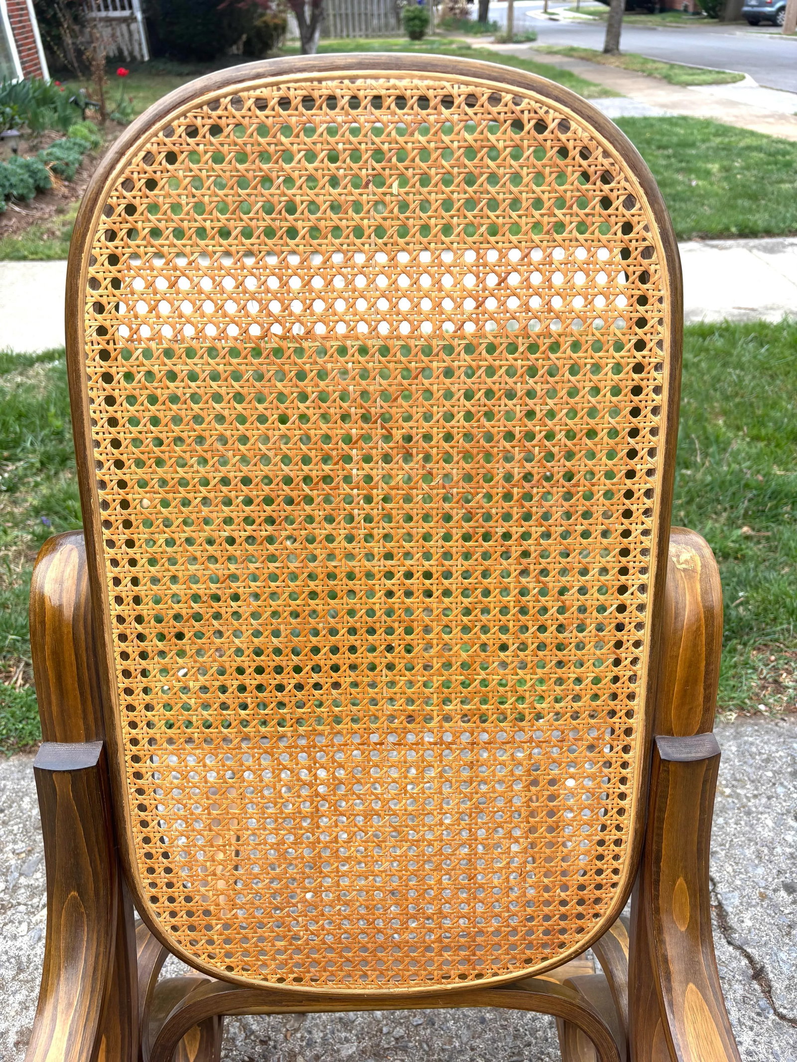 Mid 20th Century Vintage Thonet Style Bentwood Rocker Rocking Chair With Caned Seat - 5