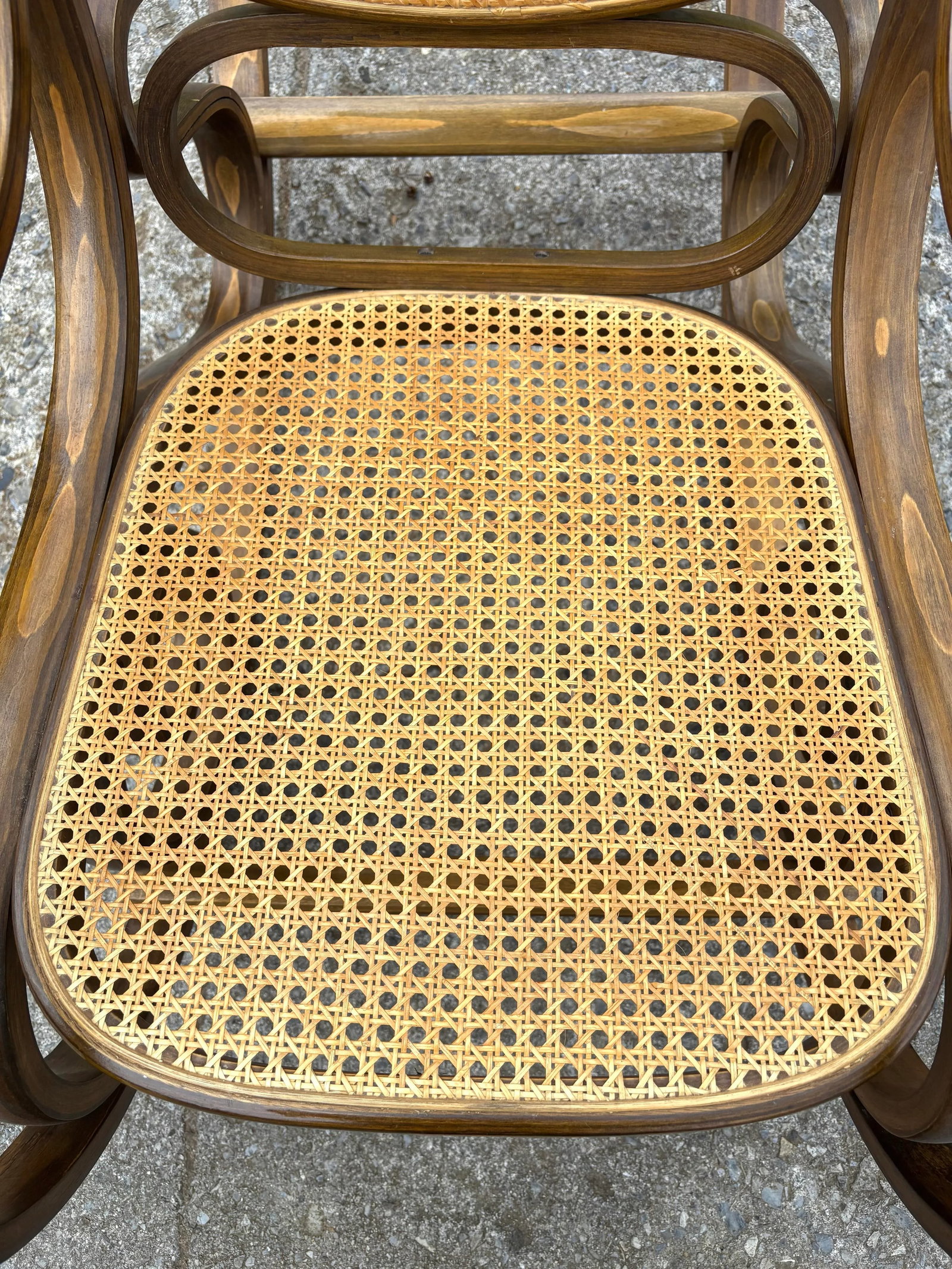 Mid 20th Century Vintage Thonet Style Bentwood Rocker Rocking Chair With Caned Seat - 6