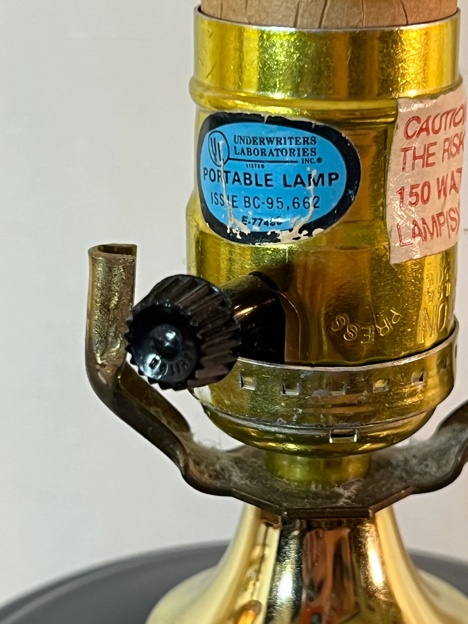 Vintage Hollywood Regency Cobalt Blue Fluted Ginger Jar Table Lamp on Brass Stand - 9