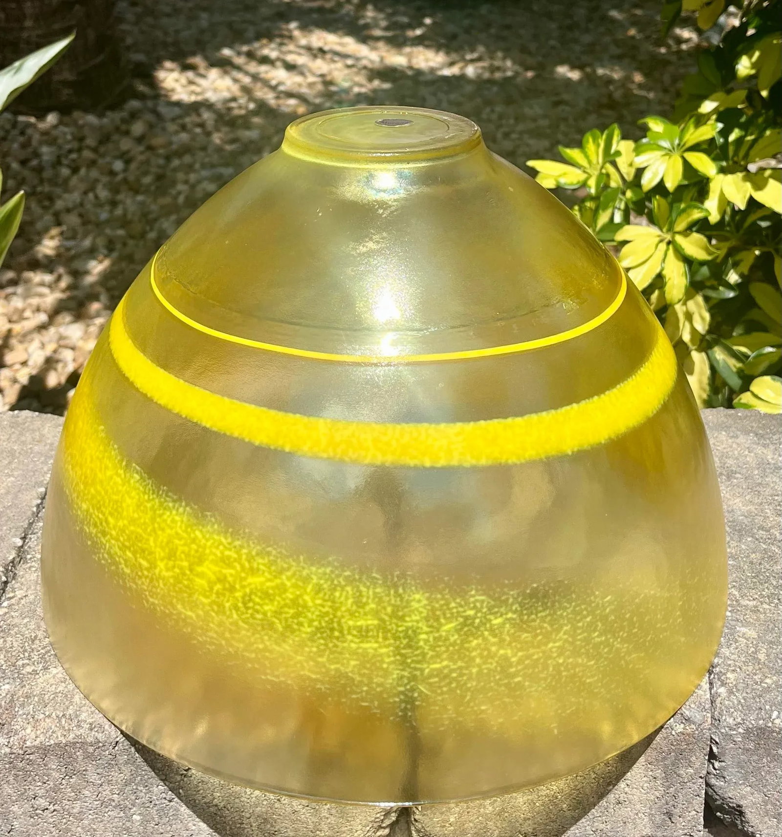 1960s Murano Glass Large Centerpiece Bowl With Yellow Ombre Swirls - 6