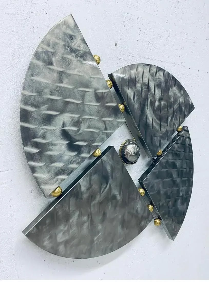 1990s Brutalist Steel and Brass Wall Sculpture Attributed to Curtis Jere - 10