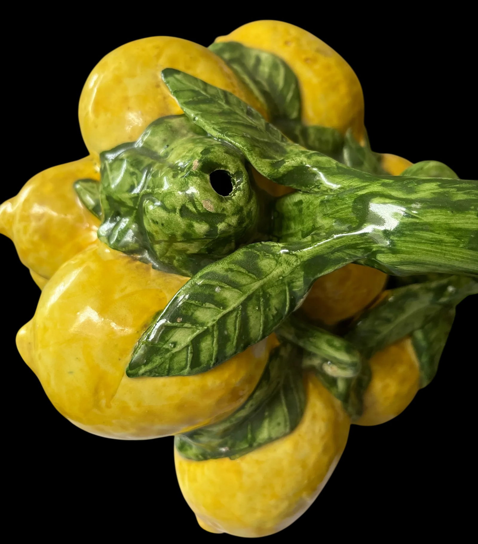 1960s Spanish Majolica Lemons Hand Painted "Botijo" Pitcher Earthenware Water Jug - 8