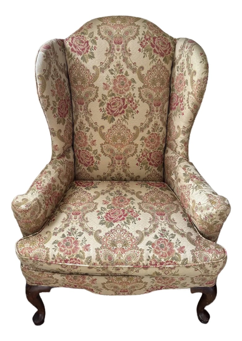 Early 20th Century Custom Queen Anne Mahogany Wing Chair (1 of 12)