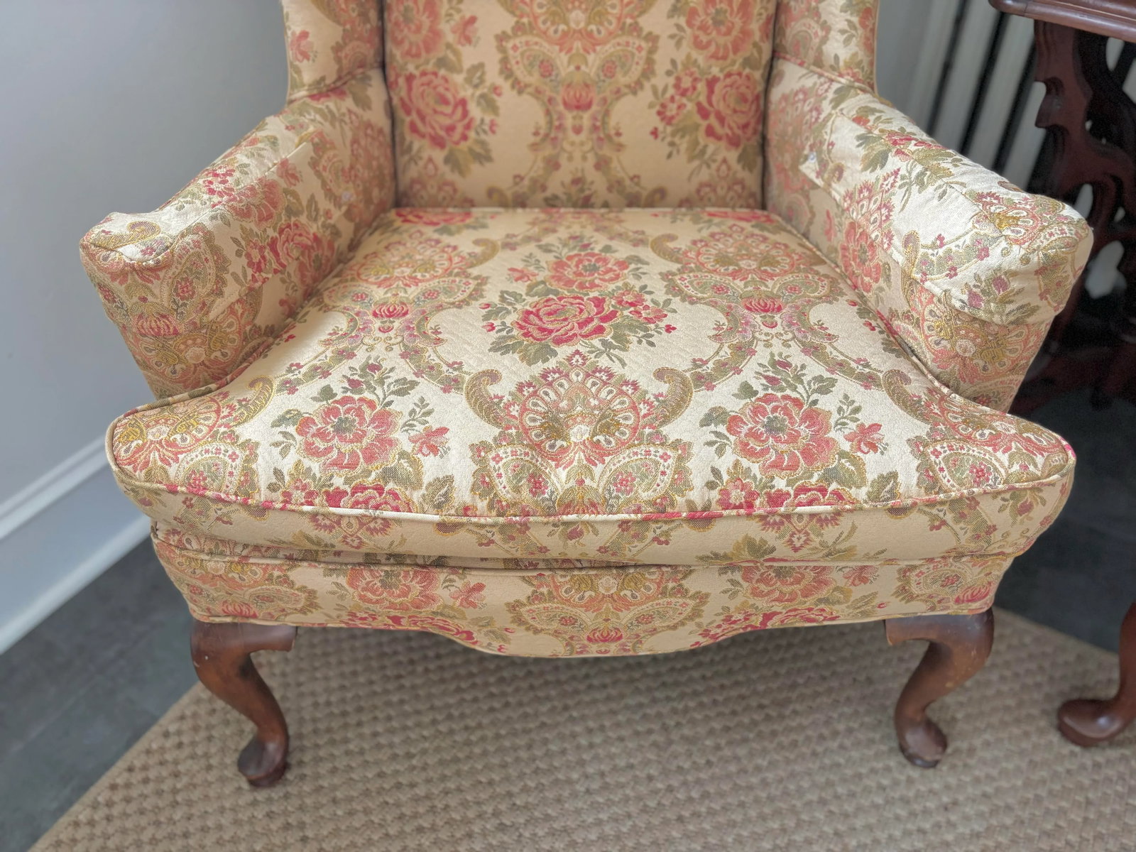 Early 20th Century Custom Queen Anne Mahogany Wing Chair - 5