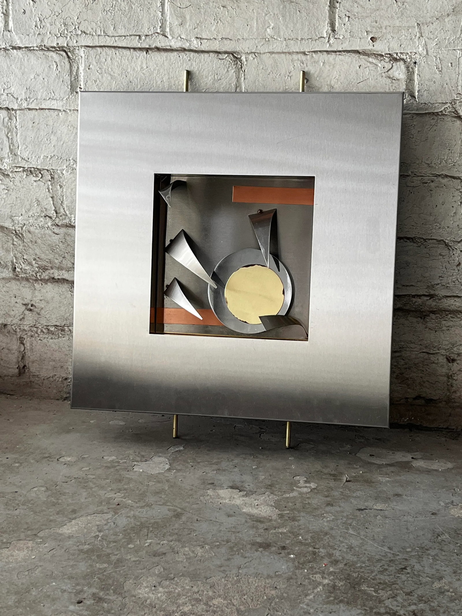 1990s Brutalist Mixed Metal Wall Sculptures Attributed to Curtis Jere - Set of 4 - 4