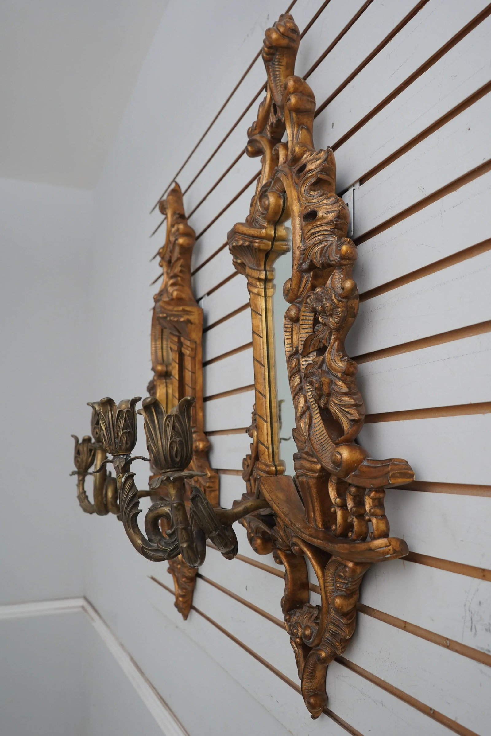 Pair Maitland Smith Chinese Chippendale Mirrored Wall Sconces - 3
