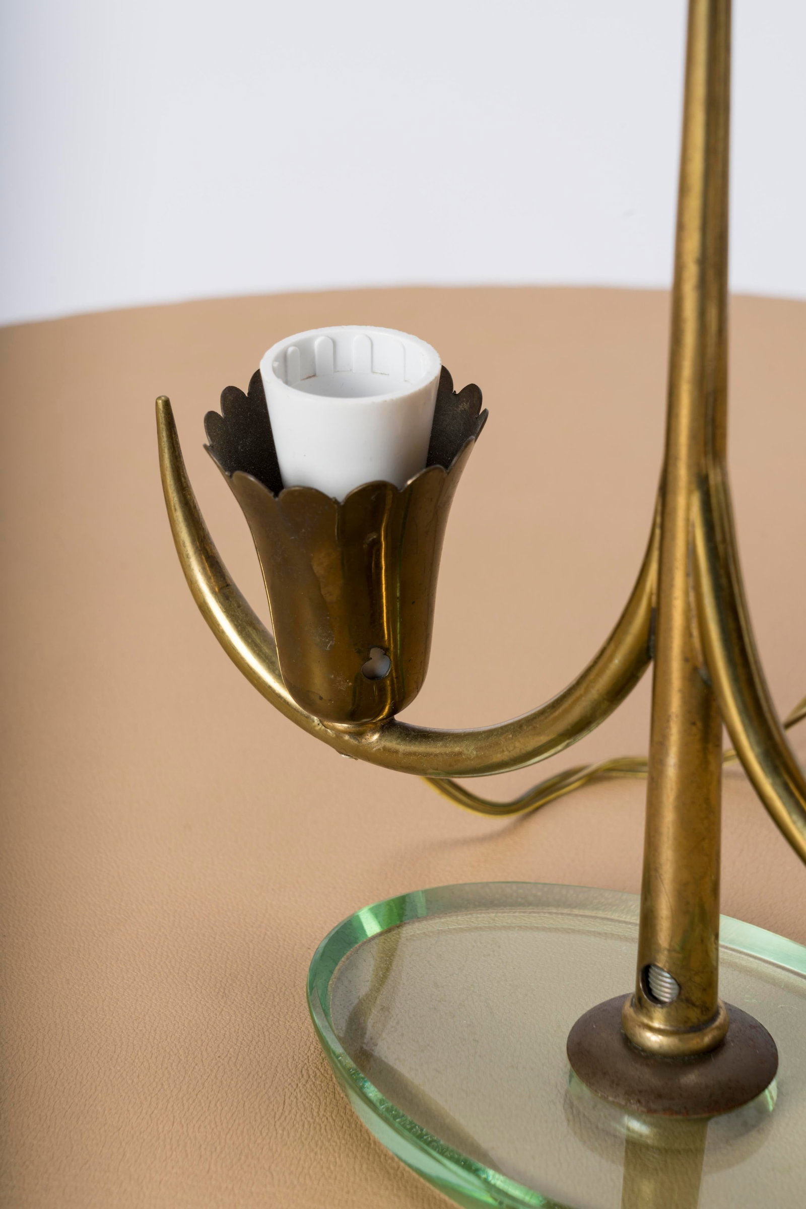 Petite Glass and Brass Table Lamp Att. Fontana Arte, Italy 1950s - 2