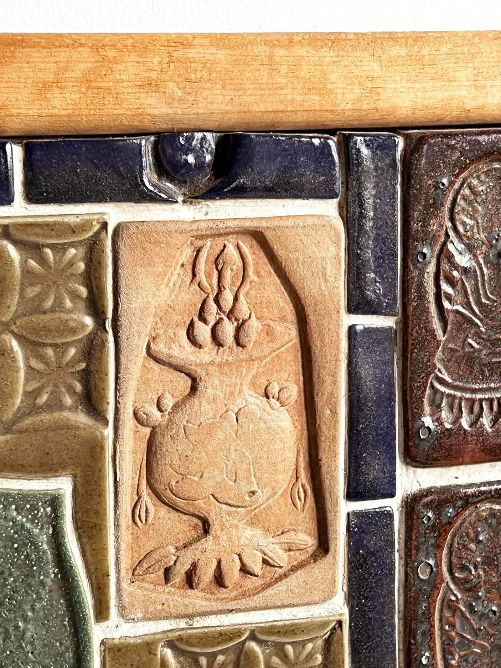 Large Framed Ceramic Tile Mosaic Wall Panel With Buddha Motif by Mikiko Tanaka - 6